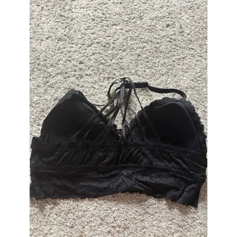 Aerie Women’s Black Strappy Lace Padded Bralette Size XL